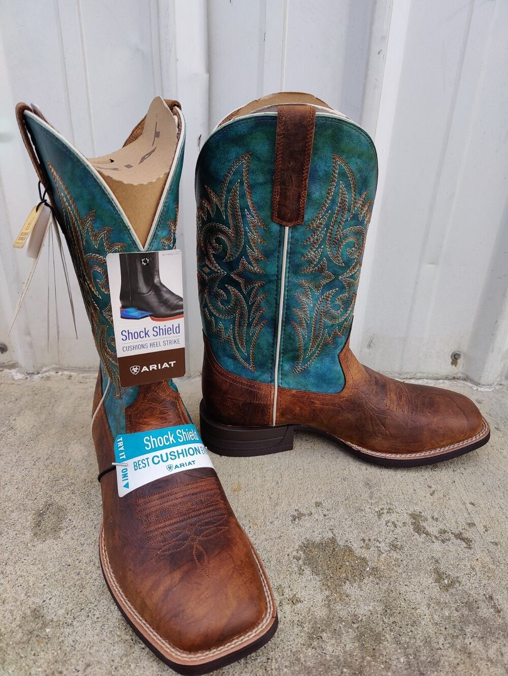Ariat Wild Thang Mens Size 11 D Brown Green Leather Square Toe Cowboy Boots